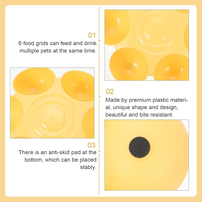Multipurpose Pet Feeding Bowl 14X14X3.5 Inch Flower Shape Plastic Cat Dog Food Water Dish Multiple Cat Feeder for Easy Cleaning and Feeding