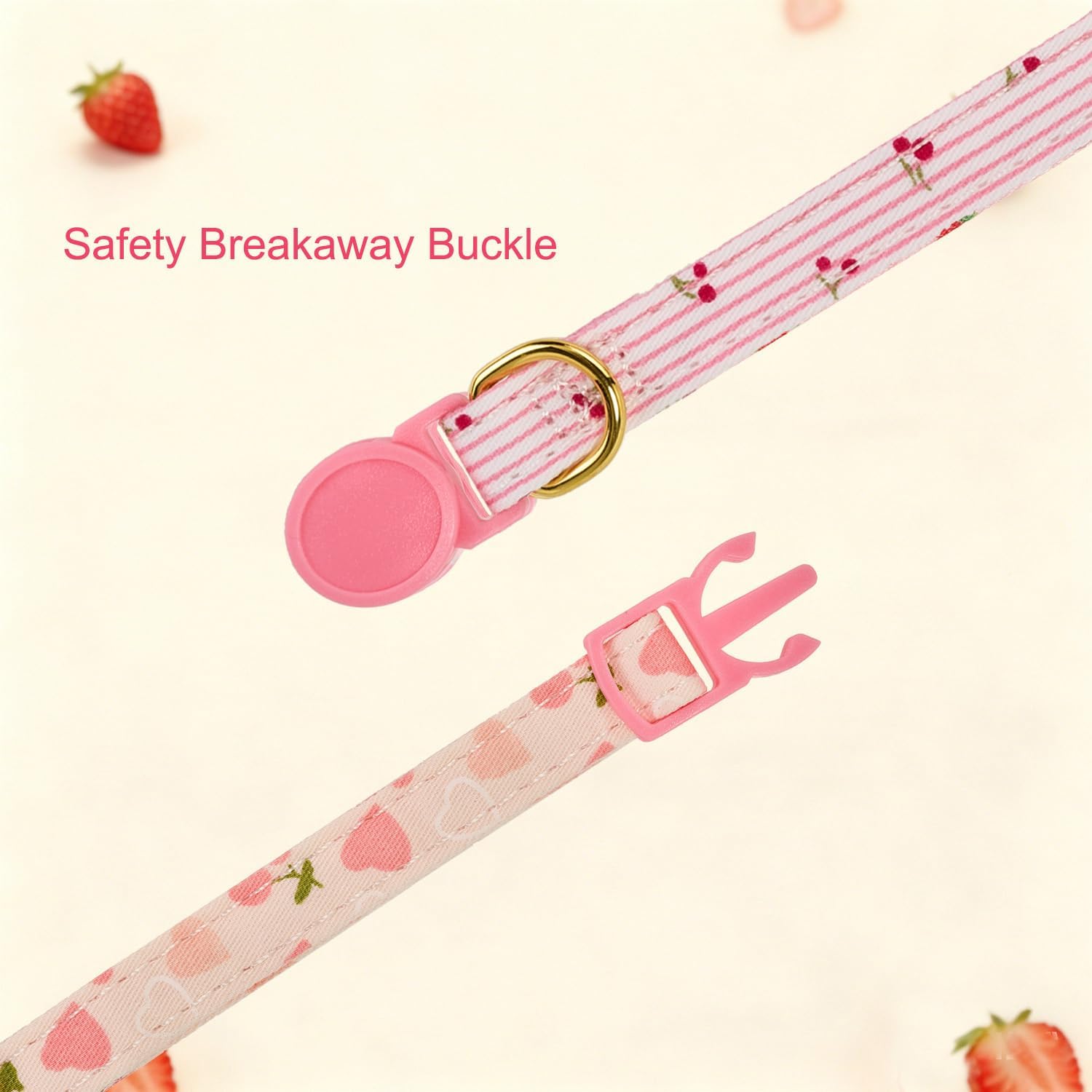 2 Pack Cat Collars with Bow Tie and Bell Adjustable Breakaway Pink Kitten Collar for Female Cats(Peach & Cherry)