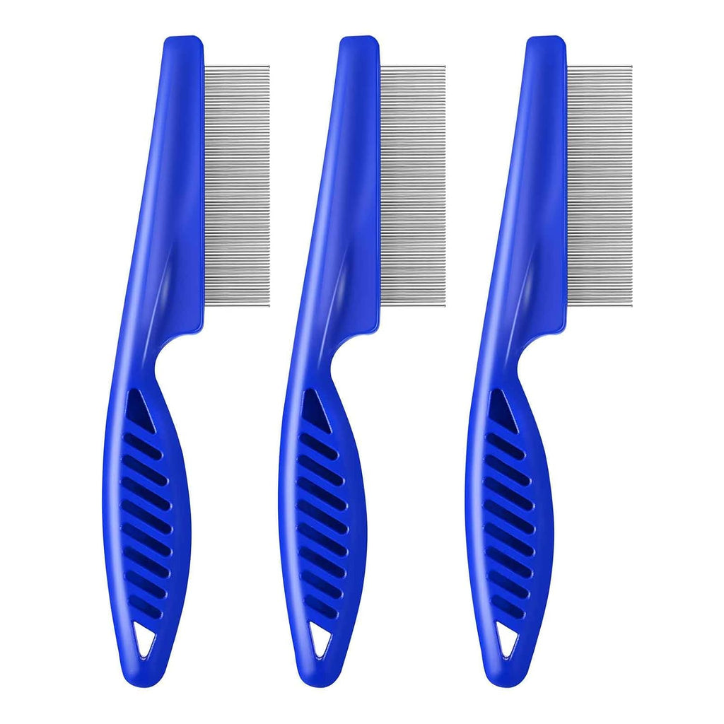 3 Pack Dog Grooming Comb, Pet Flea Lice Cat Combs, Stainless Steel Grooming Comb with Rounded Teeth, Professional Dogs Tear Stain Remover, Dematting Tool for Small, Medium & Large Pets