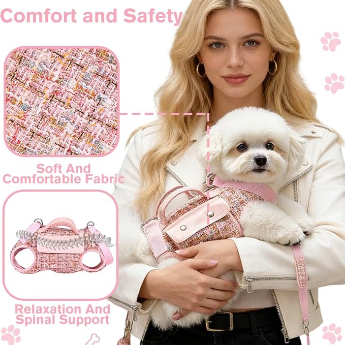 Dog Lift Harness Backpack for Small Dogs Cats, Adjustable Straps Dog Sling Carrier for Hiking, Travel, Outdoor – Black Medium