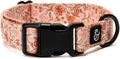 Lucy & Co. Dog Collar - Durable Lightweight Designer Collar for Pets - Adjustable Metal Safety Buckel. - Peach Pink Floral Plaid - Large