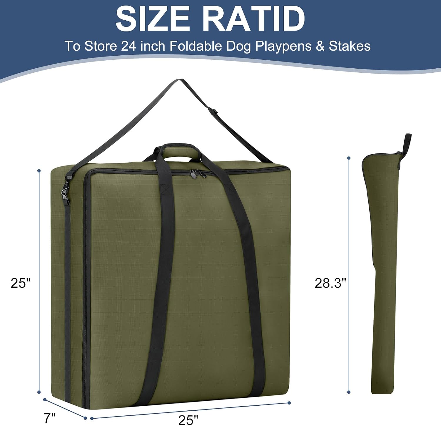 24" Dog Fence Storage Bag for Camping & RV Trips Comfortable Carry | Suitable for Foldable Exercise pens, Dog Fence Travel Bag With Handles, 600D Oxford Fabric,Neat Storage, Wear-Resistant