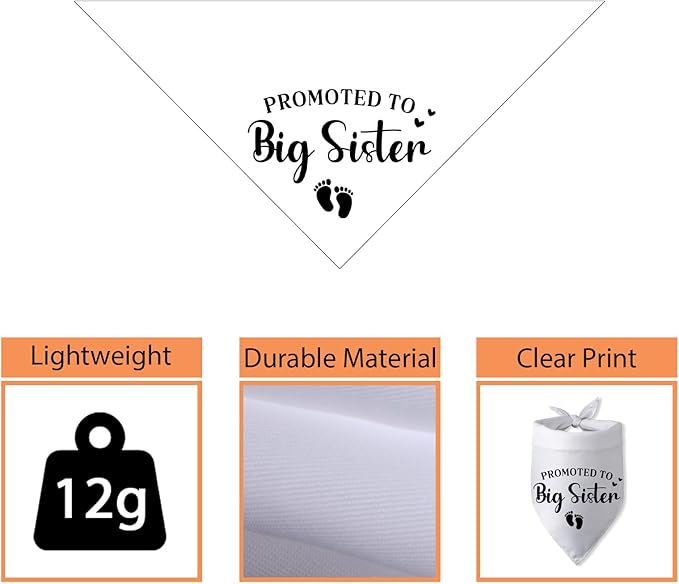 Promoted to Big Sister Pregnancy Announcement Dog Bandana Baby Gender Reveal Baby Announcement Photo Props Dog Scarf for Large Medium Small Dogs