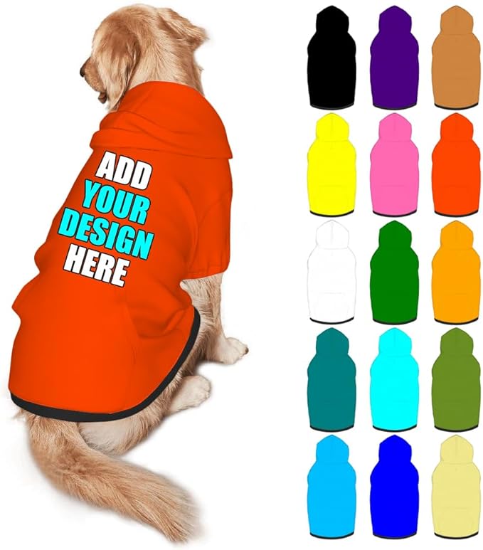 Custom Dog Clothes with Photo Name Logo Personalized Dog Sweaters for Small Medium Large Dogs Breathable Warm, OrangeRed, XL