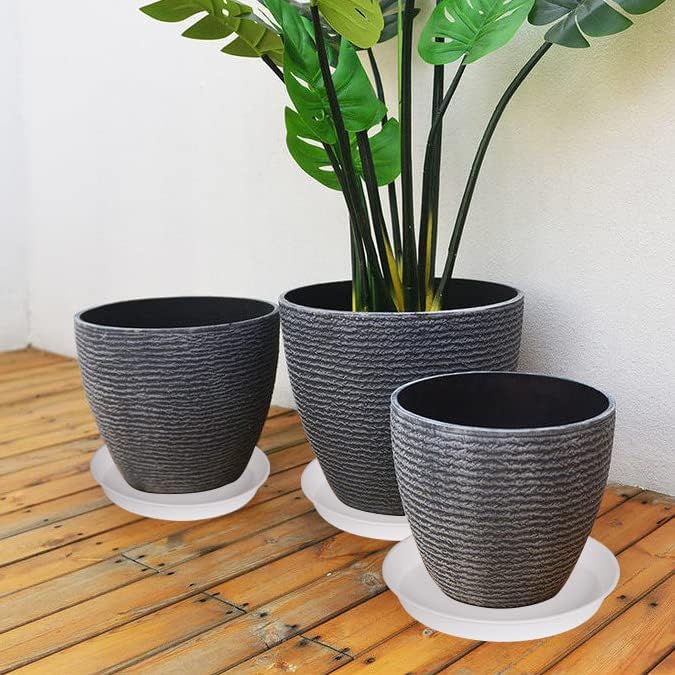 4 Pack of 19 inch Plant Saucer, 2.7" Depth Tray, Large Deep Garden Plastic Flower Planter Plant Trays for Indoors Outdoor Bath Bath (19", Creamy White)