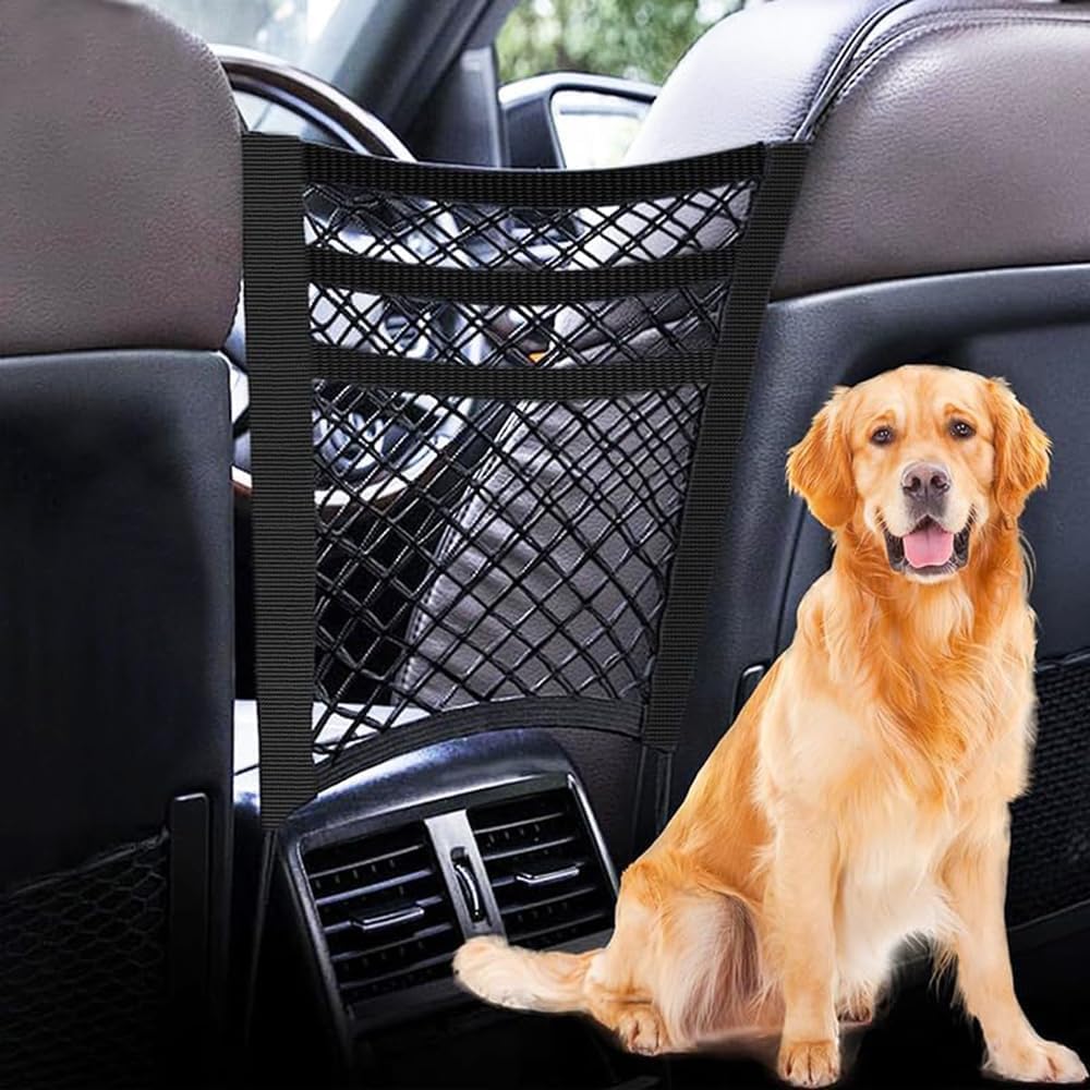 Car Pet Barrier for Toyota Sienna 2021-2025 2026, Dog Net Organizer Back Seat Mesh Divider Puppy Guard Automotive Storage Bag 3-Layer Stretchable Cargo Netting