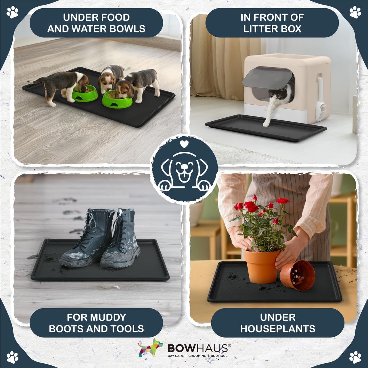 BOWHAUS 46.8-Inch Dog Crate Pan Replacement, Sturdy, Waterproof Plastic Tray for 48-Inch Pet, Rabbit Ferret Critter Kennels, Versatile Pan and Easy to Clean