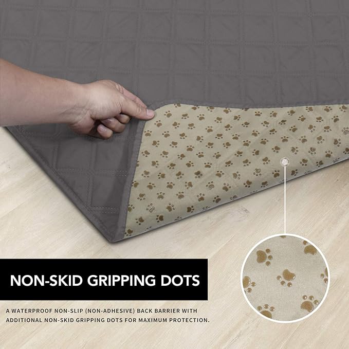 Easy-Going 100% Waterproof Dog Bed Cover, Non-Slip Pet Blanket for Furniture, Washable Couch Cover, Repleasement Sofa Cover (120X82 in,Gray)