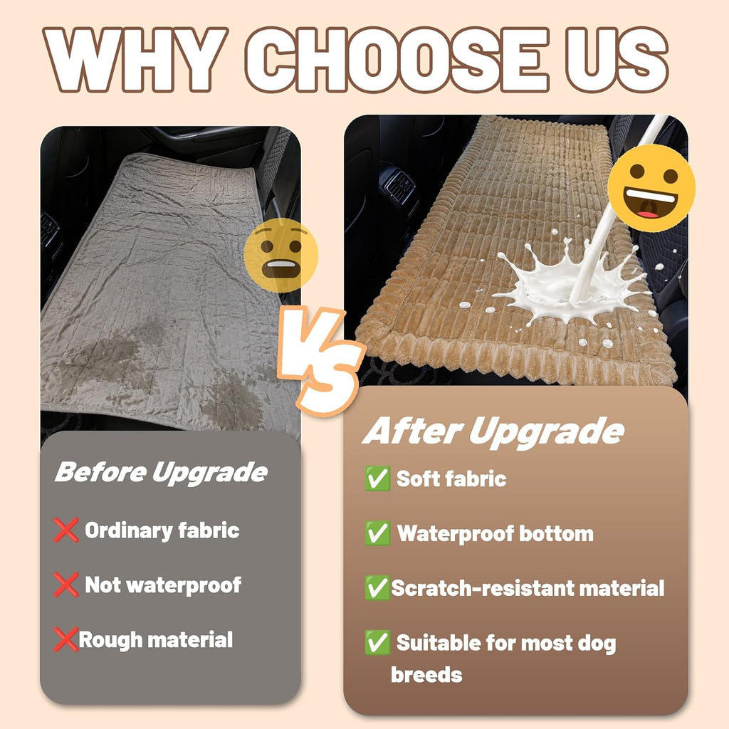 Dog Car Seat Waterproof Bed Cover Nonslip Car Back Seat Soft and Comfortabl | Pet Bed Mat Car Blanket for Travel Backseat Extender Seat Covers Dog Bed for Cars Trucks and SUVs (Brown Cover 23.6” x 51”)