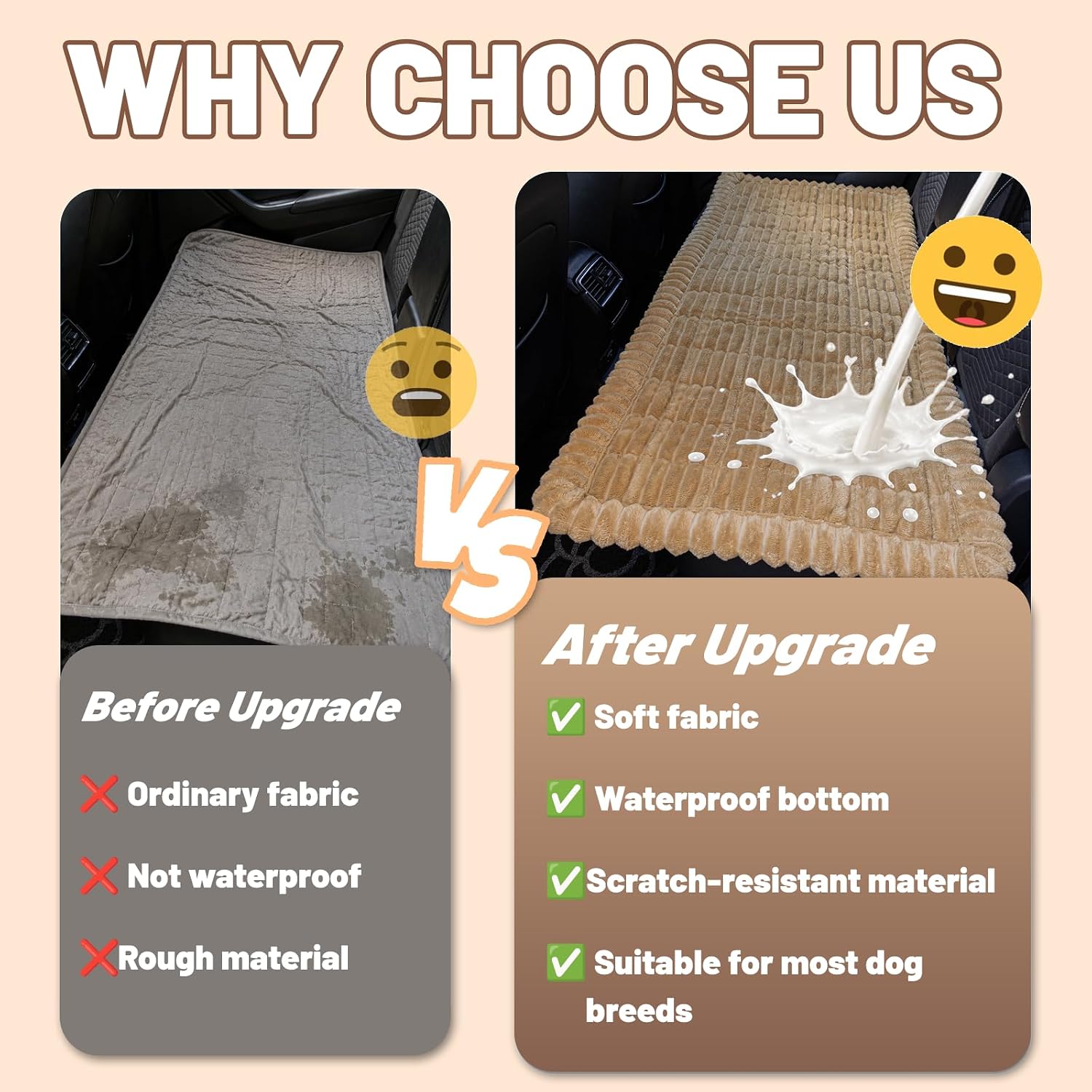 Dog Car Seat Waterproof Bed Cover Nonslip Car Back Seat Soft and Comfortabl | Pet Bed Mat Car Blanket for Travel Backseat Extender Seat Covers Dog Bed for Cars Trucks and SUVs (Brown Cover 23.6” x 51”)