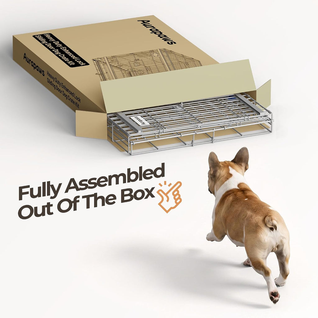 36 Inch Collapsible Dog Crate for Medium Dogs Heavy Duty Dog Kennel | Sliding Door, Double Door, with Soft Mat, Leak-Proof Tray, Easy Foldable & Assembly