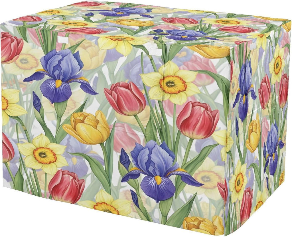 Bright Spring Flowers Dog Crate Cover 600D Oxford Heavy Duty Kennel Cover Mesh Window Soundproof Waterproof Sunshade Universal Fit for 42 inches Wire Cage