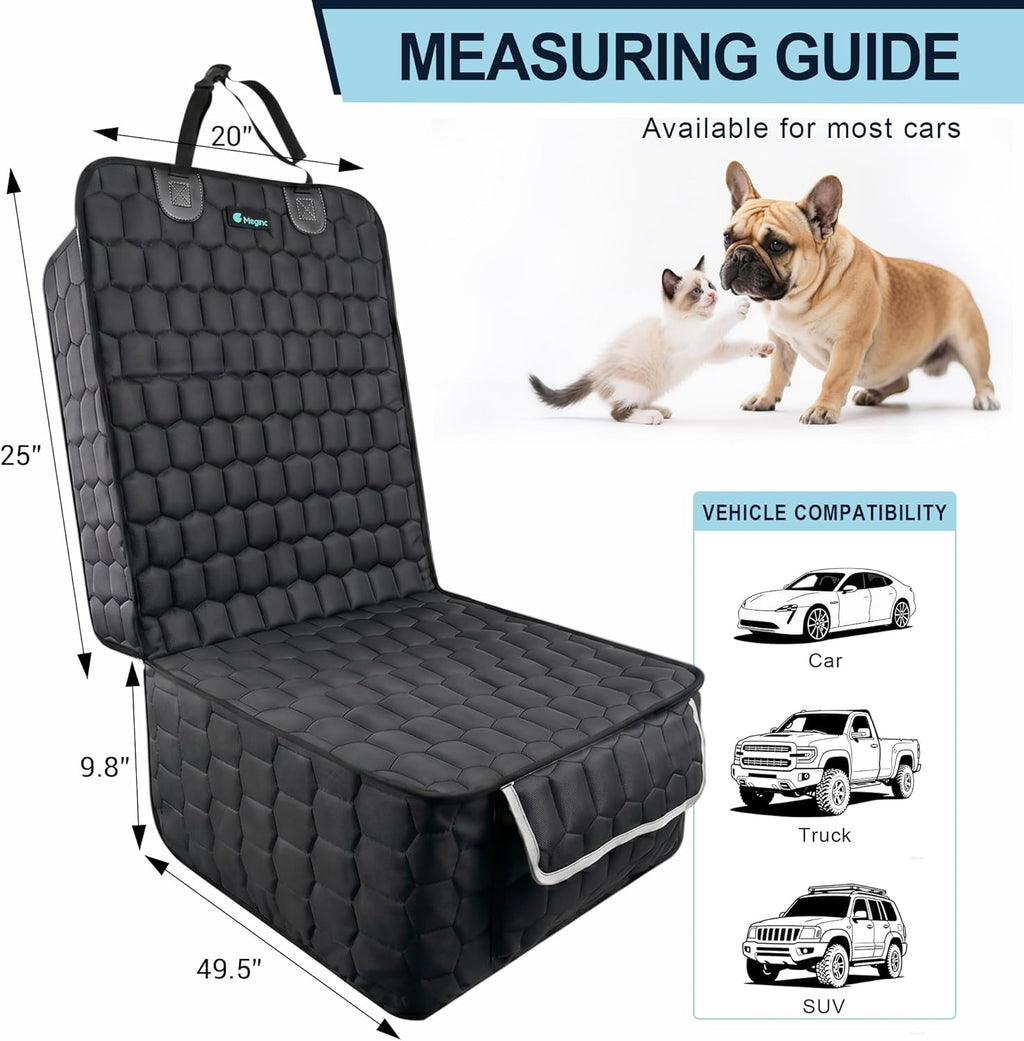 Meginc 2-Pack Front Seat Covers for Dogs, Waterproof Car Seat Protectors | 600D Oxford dog car seat covers with side flaps; non-slip, scratch-resistant captain chair covers for cars, SUVs and trucks