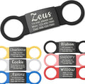 Anavia Slide On Silent Pet ID Tags, S/M/L/XL Personalized Black Stainless Steel Colored Silicone Cat Dog Name Tag, Customized Engraved Nameplate, Quiet Chew-Proof Pet Collar Tag (Black, Medium)
