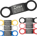 Anavia Slide On Silent Pet ID Tags, S/M/L/XL Personalized Black Stainless Steel Colored Silicone Cat Dog Name Tag, Customized Engraved Nameplate, Quiet Chew-Proof Pet Collar Tag (Black, Large)