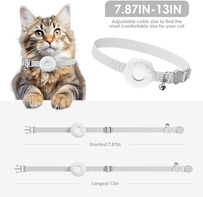 Cat Tracker, MINI GPS Tracker for Cats, Compatible with Apple Find My App(Only iOS), No Monthly Fee Pet Tracker, Real-Time Tracking, Smart Alerts, Up to 1-Year Battery
