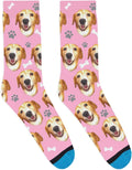 DivvyUp Socks - Custom Dog Socks - Put Your Dog on Socks! (Large, Pink)