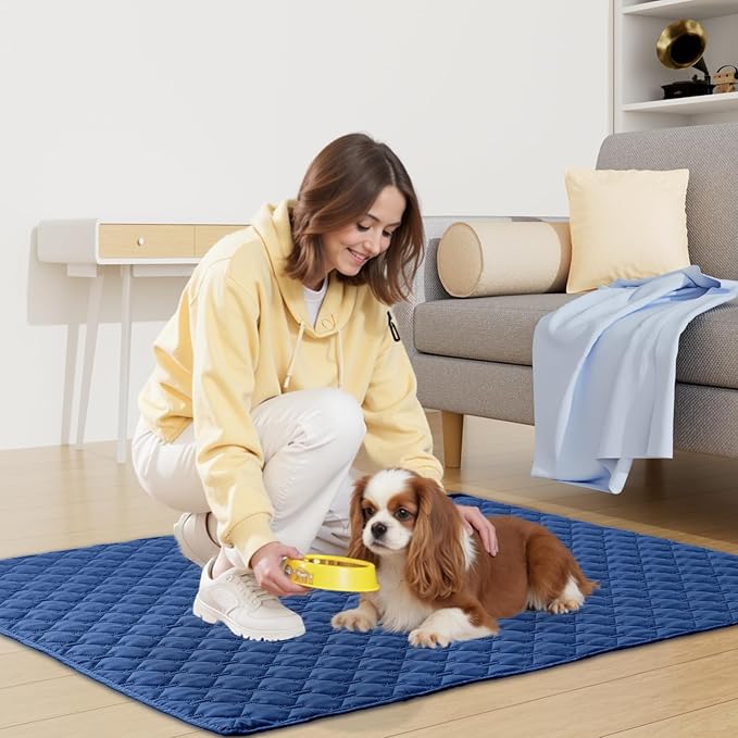 Smiry Waterproof Dog Bed Cover Blanket, Soft Reversible Pet Blanket, Washable Leakproof Cats Dogs Couch Cover for Sofa, Couch, Furniture (52x82 Inch, Navy/Blue)
