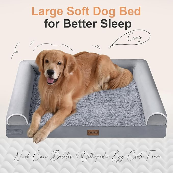 Large Dog Bed Orthopedic Washable: Beds Bolster XL Bed Large Big Dogs Memory Foam Couch Sofa Waterproof with Removable Cover