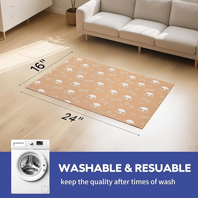 Cooyes Large Dog & Cat Food Mat 16"×24", Ultra-Absorbent Dog Bowl Mat for Food and Water, Pet Feeding Mat with Non-Slip Back, Pet Placemats with Water-Locking Bottom That Protects Floors