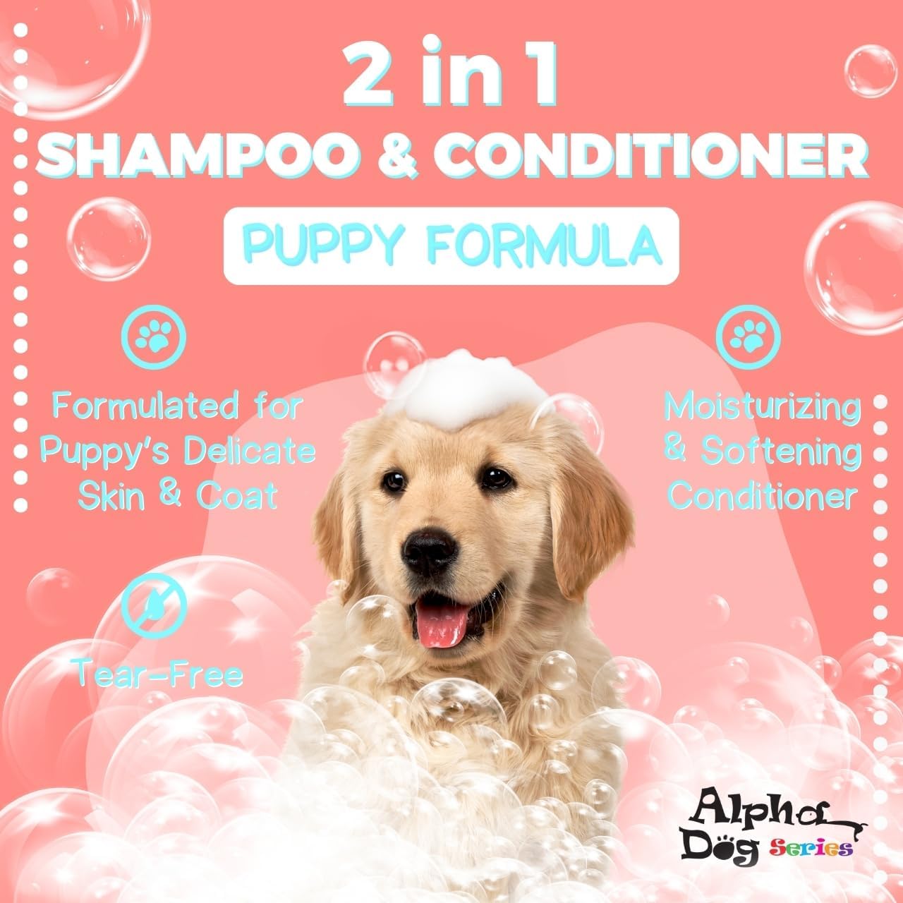 Puppy Grooming Natural Dog Shampoo and Conditioner with Aloe Vera, pH balanced Shampoo for Dogs, Tear-Free, Moisturizing Dog Shampoo for Sensitive Skin - 26.4 Oz