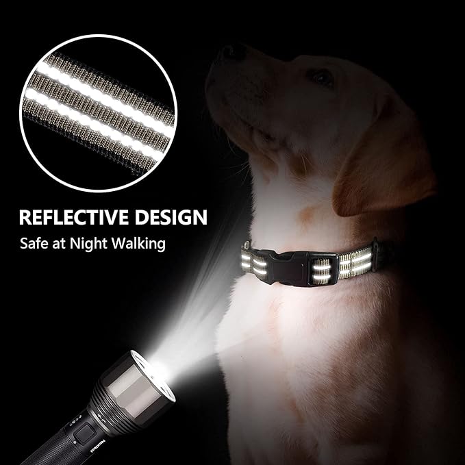 Martingale Dog Collar, Adjustable Nylon Reflective Collar with Buckle No Pull Dog Collar for Small Medium Large Dogs (Army Green S)