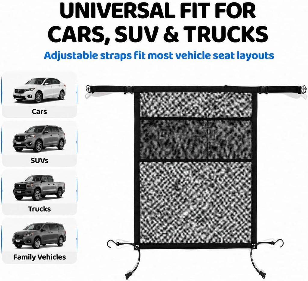 Dog Car Barrier for Ford Expedition 2000-2026, Adjustable Mesh Pet Divider with Dual Adjustable Straps, SUV Truck Dog Guard for Travel Camping Daily Adventures