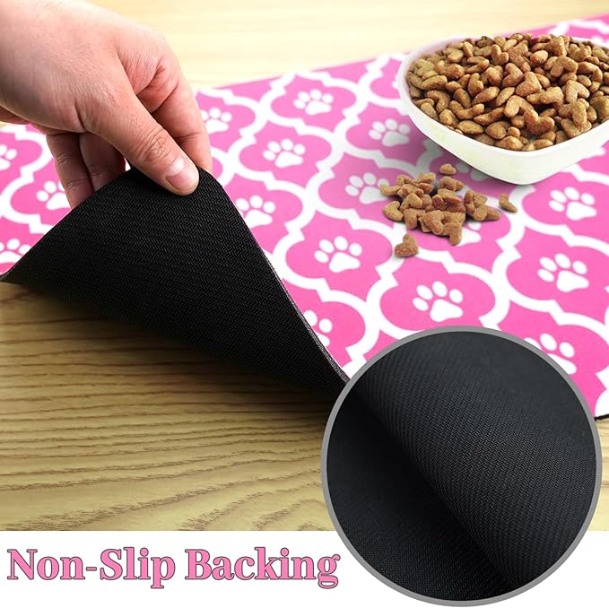 Dog Food Mat 16X24 Inch Pet Feeding Absorbent Mats for Floor Cat Water Bowl Placemats Non-Slip Washable Dog Mat for Food and Water