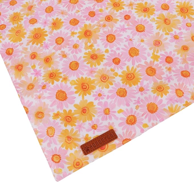 ADOGGYGO Floral Dog Bandanas 2 Pack, Daisy Flower Puppy Scarf, Premium Fabric, Adjustable Fit Spring Summer Floral Bandanas for Medium Large Dogs (Large)