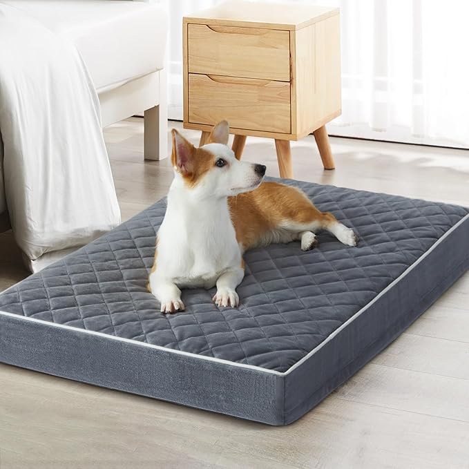 WNPETHOME Orthopedic XL Dog Bed for Crate, Waterproof Extra Large Dogs Bed with Removable Washable Cover, Multi-Needle Quilting Dogs Crate Bed