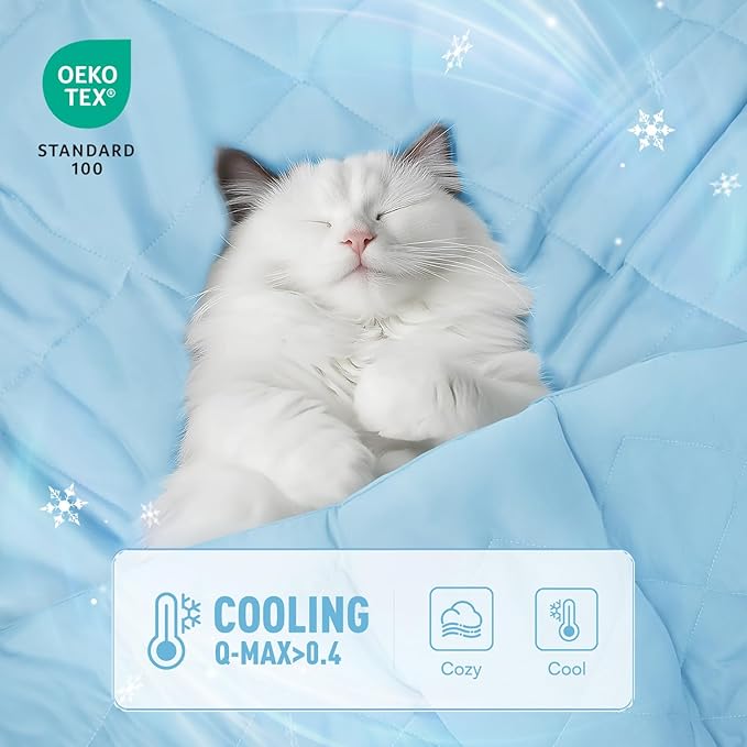 Luciphia Premium Cooling Dog Blanket for Small Medium Dogs Q-max>0.4 Washable Self-Cooling Cat Pet Mat Puppy Breathble Calming Throw for Beds Couches (Blue,60x80 inches)