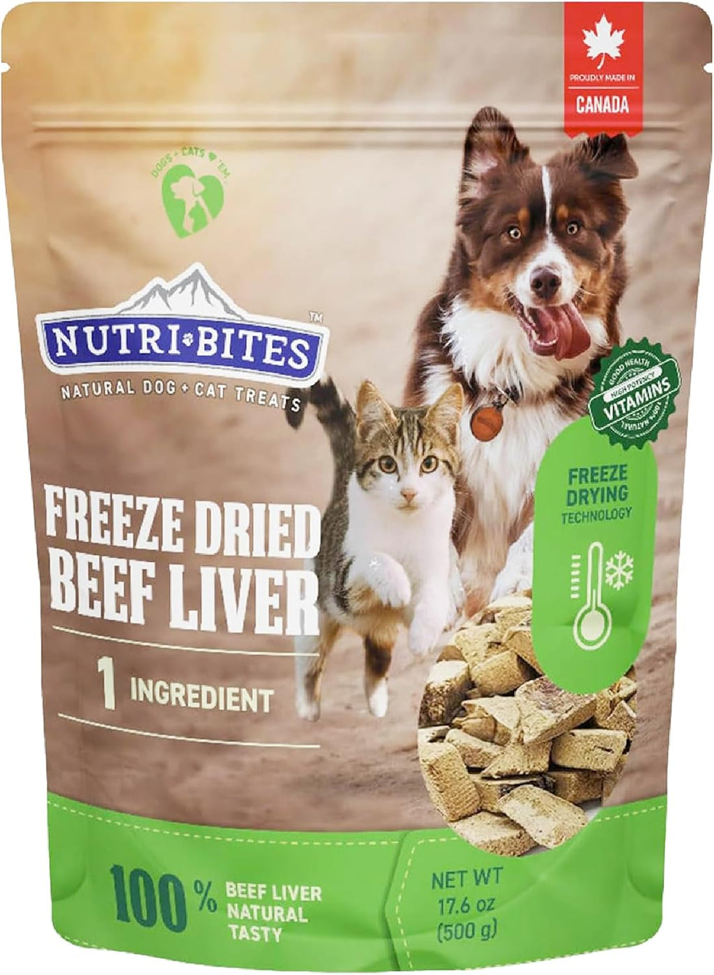 Nutri Bites Freeze Dried Beef Liver Dog & Cat Treats, Single Ingredient
