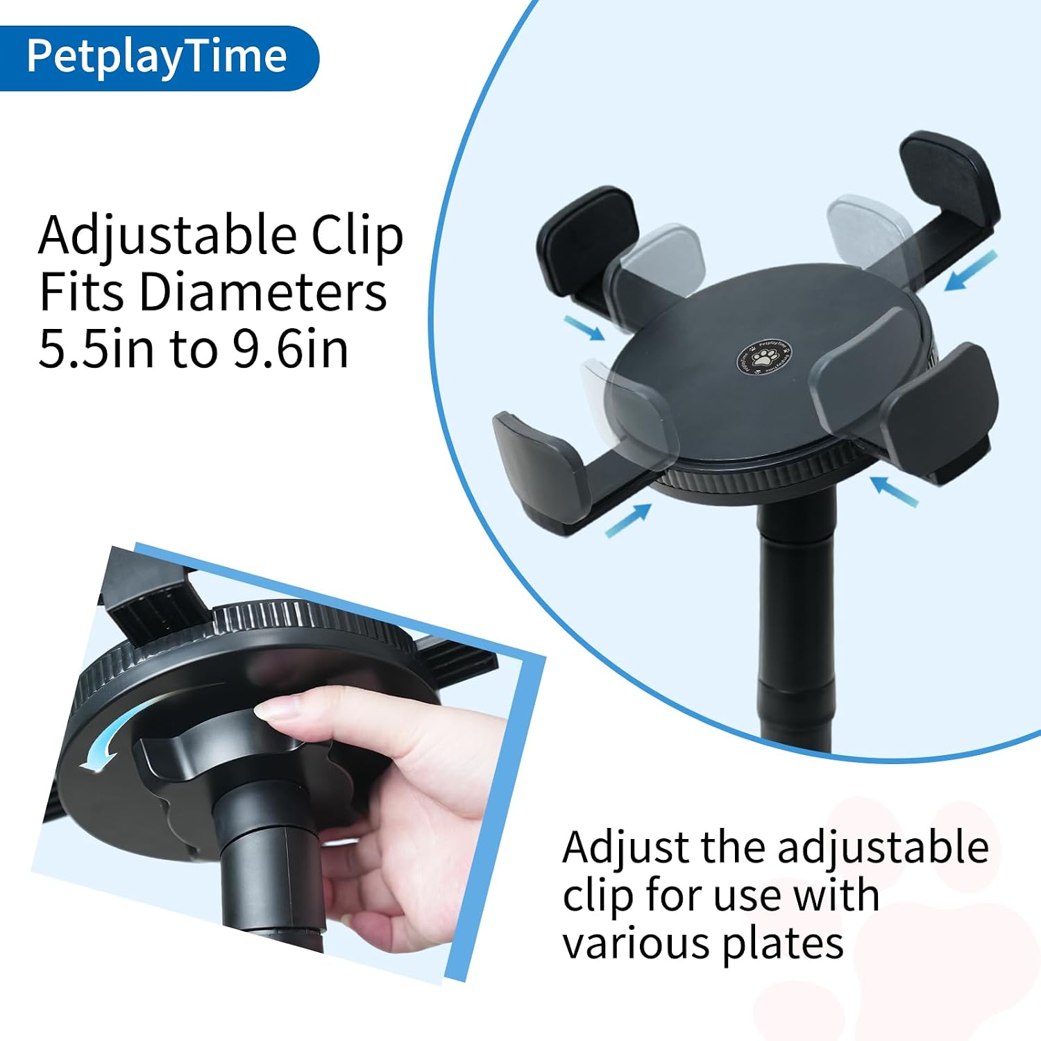 Elevated Dog Bowl Stand, 4 Adjustable Heights (4.3"/7.08"/11.81"/15.35") Raised Dog Food Bowl Holder with Tilted Anti-Slip Base, Ergonomic Pet Feeder Stand for Small Medium Large Dogs & Cats