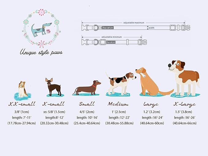 Unique style paws Dog Collar Metal Buckle Gift for Small Medium Large Boys Girls Dogs orange