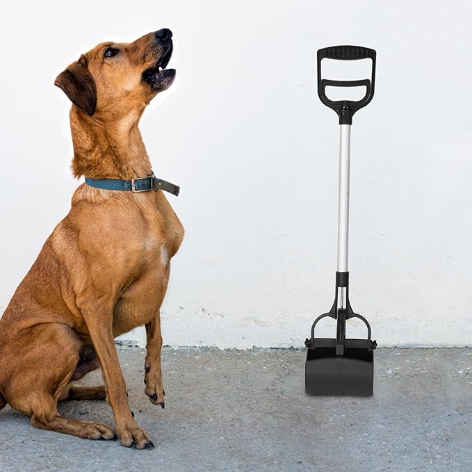 Kisangel Long Handle Pet Waste Scooper Black Dog Waste Picker Outdoor Poop Scoop Tool for Convenient Dog Walking Cleanup Random Color