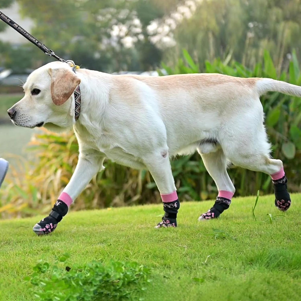 Dog Socks Shoes for Hot Pavement to Prevent Licking Paws, Winter Dog Boots&Paw Protector for Hardwood Floors Anti Slip,Traction Control Grip Booties for Small Medium Large Senior Dogs,Pink SM