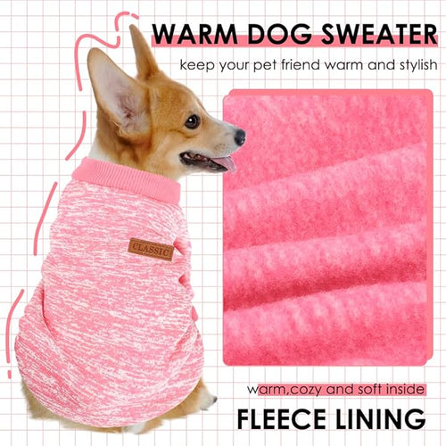 3 Pack Dog Sweaters for Small Dogs Girl Boy Winter Fleece Clothes Warm Soft Dog Sweatshirt Outfit for Dogs Cats Pet Apparel (Rose+Red+Pink, Small)