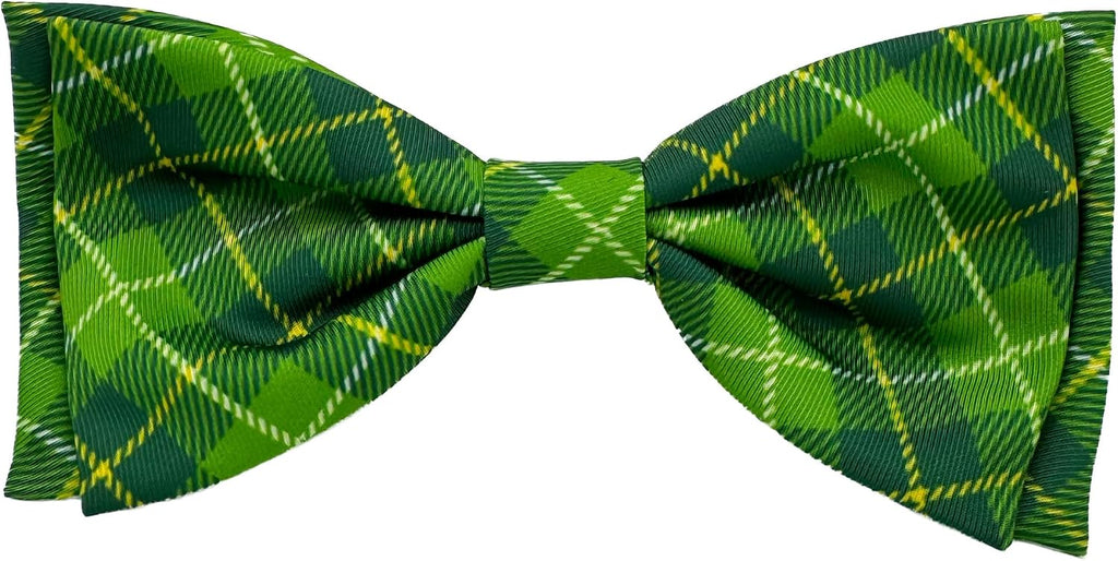 Huxley & Kent Pet Bow Tie for Dogs & Cats, Irish Plaid, Small/Medium | Hook & Loop Attaches to Any Collar, Soft Polyester, Lightweight & Machine Washable, Perfect for Holidays & Photos