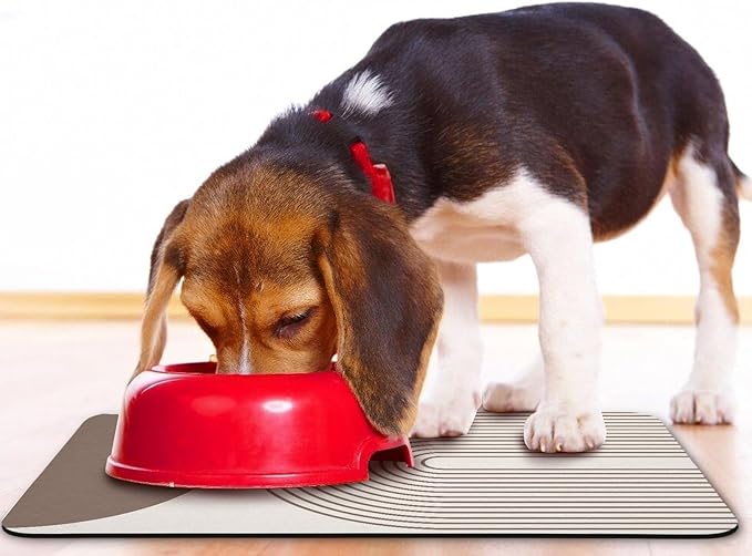 Dog Food Mats for Floors Waterproof, Cat Water Bowl Mats Pet Feeding Absorbent Mat Placemats for Food and Water Brown Bohemia 24 * 32 inch