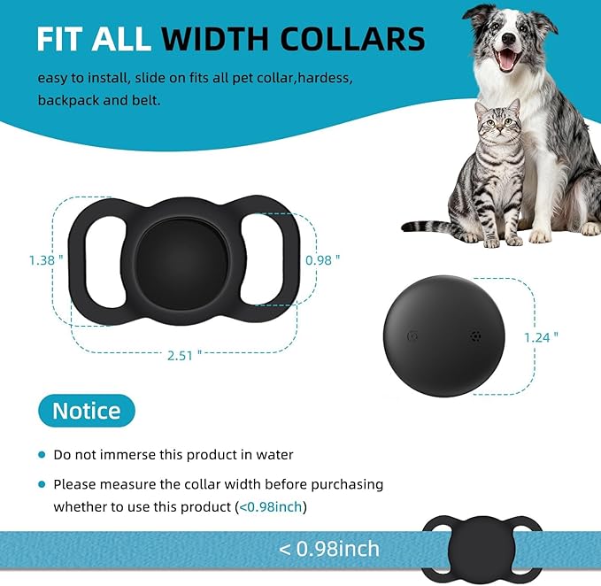 Android GPS Dog Collar (2 Pack), Mini Dog GPS Tracker, Smart Pet Activity Tracker, No Subscription, GPS Cat Collar Certified Finder, Anti-Lost, Finder Tag for Vehicles, Pets, Kids, Items