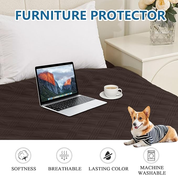 hyha Waterproof Dog Blanket, Reversible Pet Bed Blanket, Soft Sofa Couch Cover for Dogs Washable, Waterproof Pet Couch Covers for Sofa Puppy Cats Furniture Protector(30"x53", Chocolate/Chocolate)