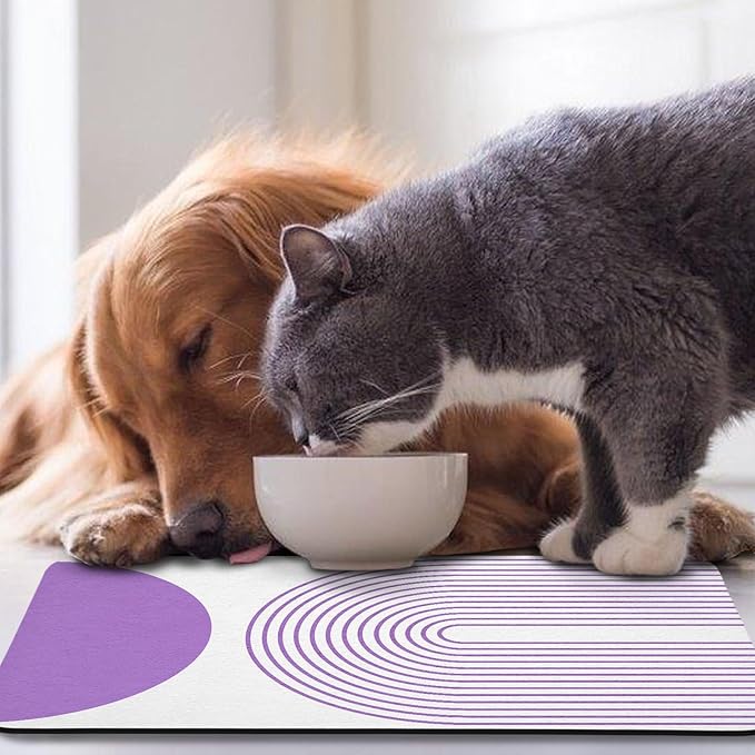 Dog Food Mats for Floors Waterproof, Cat Water Bowl Mats Pet Feeding Absorbent Mat Placemats for Food and Water Bohemia 16 * 24 inch