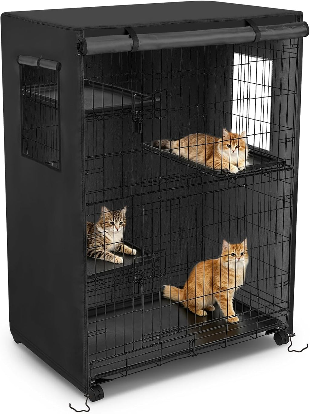 Catio Cover, 37"x23.5"x50" Waterproof Cover for Amazon Basics Catio | Waterproof Cover for Outdoor Cat Enclosure, 420D Oxford Fabric Cat Cage Cover, Black, Catio Not Included