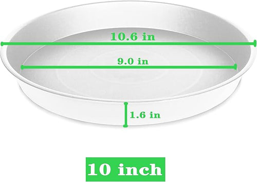 2 Pack of 10 inch Plant Saucer Gray, Heavy Duty Plastic Plant Saucer 10 inch Round, Durable Plant Tray for Pots, Plant Saucers for Indoors, Plant Trays for Planter 9"/10" (10", White)