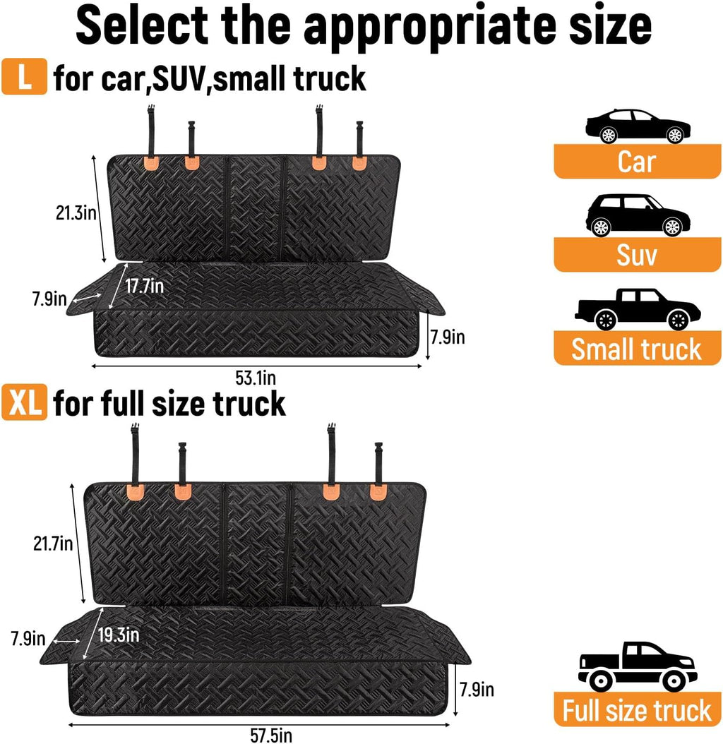 Dog Car Seat Cover for Back Seat,Back Seat Pet Cover for Dogs,Waterproof Scratchproof Rear Bench Seat Cover Protector (Black, L)