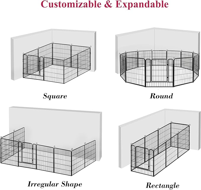 Dog Playpen, 32inch 20 Panels Outdoor Dog Fence Indoor Dog Pen Anti-Rust Pet Puppy Pen Dog Exercise Pen with Lock for Medium Small Dogs, Portable Pet Fence for Yard RV Camping