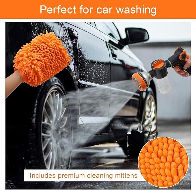 Dog Wash Hose Attachment, 8 in 1 Garden Hose Nozzle Sprayer with 4 extra connectors, Adopted in Watering Flowers, Car Wash, Dog and Horse Showering