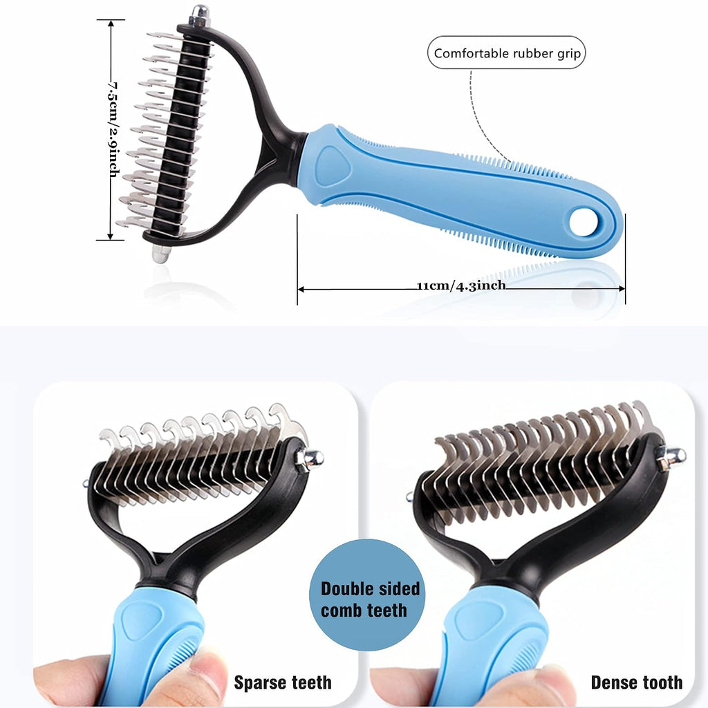 Dog Undercoat Rake 2-Sided Shedding Comb with 26-Tooth | Deshedding Dog Brush for Short Long Hair Coat, Pet Tangles Mat Remove, German Shepherd Husky Brush, Double-Sided Cat Brush