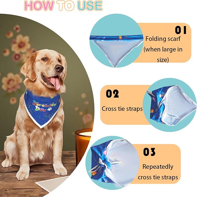 Birthday Dog Bandanas Boy,Blue Reflective Dogs Scarfs for Birthday Party Decorations Supplies for Dogs Pet Accessories,Cat Dogs Triangle Pet Scarves for Small Dogs Outfit,S