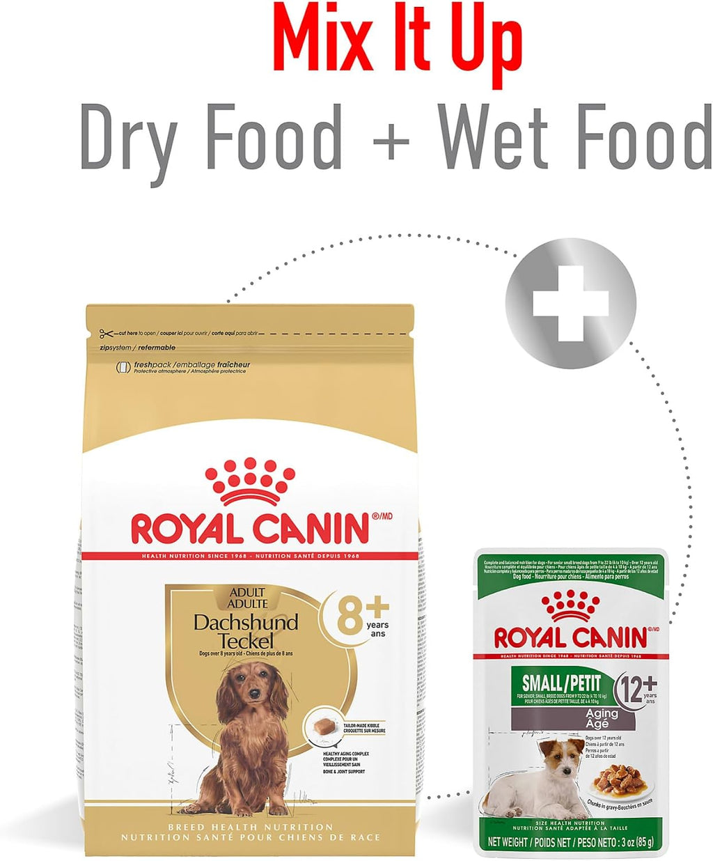 ROYAL CANIN Dachshund 8+ Adult Dry Dog Food, 3 lb Bag | Healthy Aging Support, Bone & Joint Support, For Dachshunds 8+ Years, Weight Control, Rehydratable Kibble